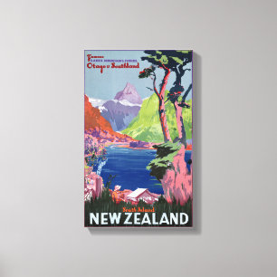 Toile Poster vintage de la Nouvelle Zélande d'île du s