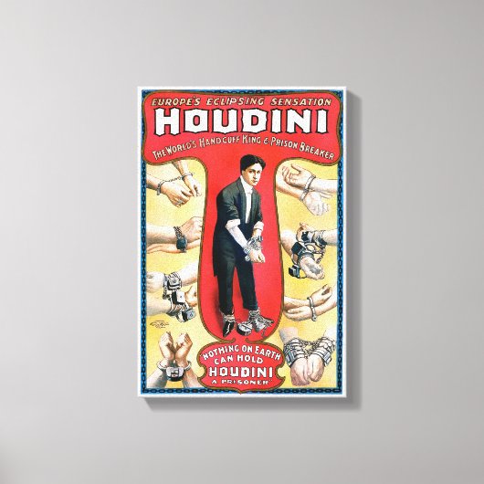 Toile Poster vintage Houdini 1909 restauré (Recto)