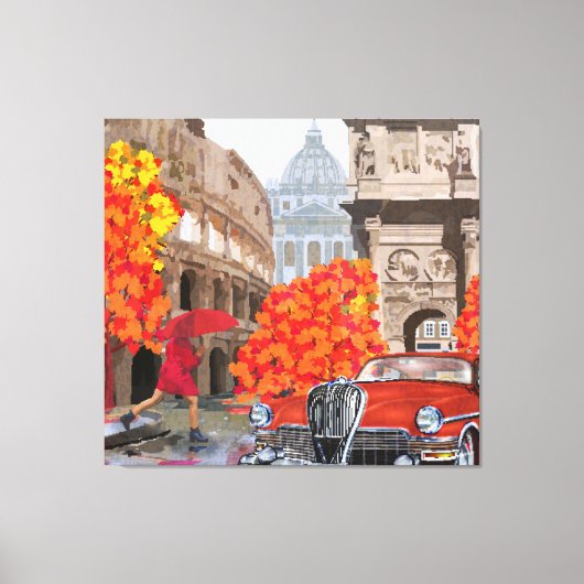 Toile Poster vintage romain trempé par la pluie (Recto)