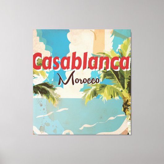 Toile poster Vintage voyage Casablanca noir et blanc (Recto)