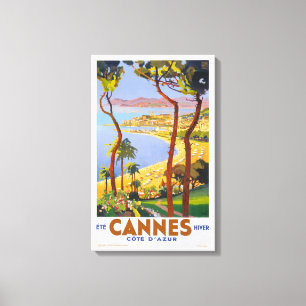 Toile Poster Vintage voyage de Cannes