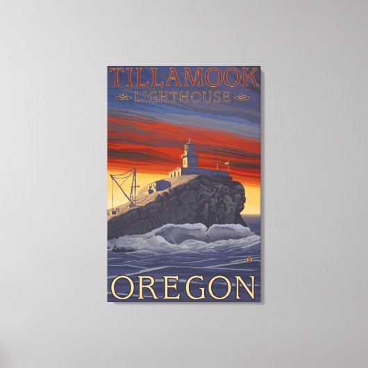 Toile Poster Vintage voyage du phare de Tillamook (Recto)