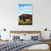 Toile Poster Vintage voyage MontanaBison (Insitu(Chambre))