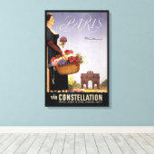 Toile Poster Vintage voyage, Paris Via Constellation (Insitu (Plancher de Bois))