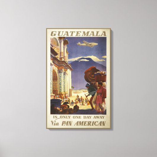 Toile Poster Vintage voyage Pour Le Guatemala (Recto)