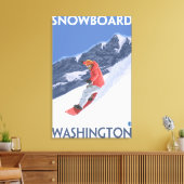 Toile Poster Vintage voyage Washington Snowboard (Insitu(Salon))