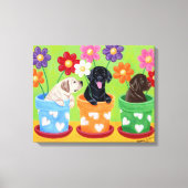 Toile Pot à fleurs Labrador Chiots (Recto)