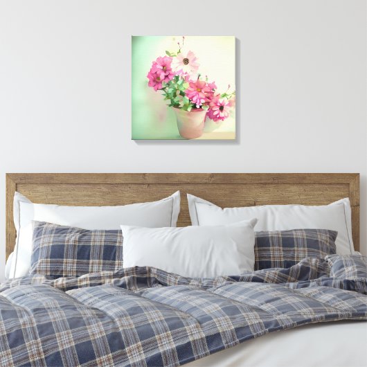 Toile Pot de fleurs d'aquarelle rose (Insitu(Chambre))