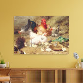 Toile Poules nichant avec leurs poulets (Insitu(Salon))