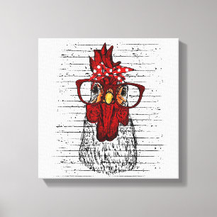 Toile Poulet avec bandeau de bandana et lunettes mignonn
