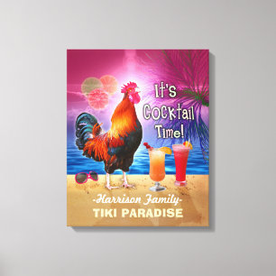 Toile Poulet drôle de coq de plage de barre tropicale d