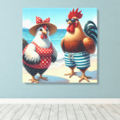 Toile Poulets de plage portant des maillots de bain (Insitu (Plancher de Bois))