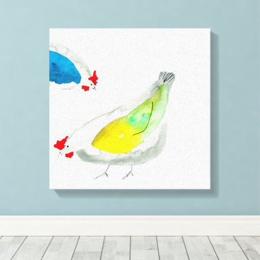Toile Poulets mignons aquarelle (Insitu (Plancher de Bois))