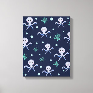 Toile Poulpe sous le motif pour enfants de la mer