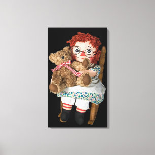 Toile Poupée de cerf et ours en peluche