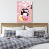 Toile Poupée Kokeshi Printemps - Cute Geisha Japonais en (Insitu(Chambre))