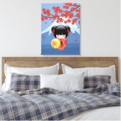 Toile Poupée Kokeshi Sakura Rouge - Jolie Fille Geisha (Insitu(Chambre))