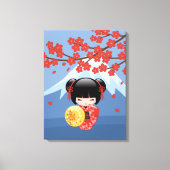 Toile Poupée Kokeshi Sakura Rouge - Jolie Fille Geisha (Recto)