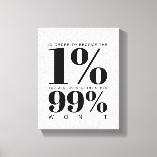 Toile Pour devenir le 1% | Devis motivationnel (Recto)