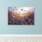 Toile Pré Fleur sauvage coloré avec papillons (Insitu (Plancher de Bois))