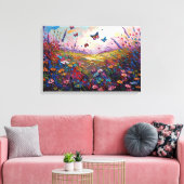 Toile Pré Fleur sauvage coloré avec papillons (Insitu(Salon))