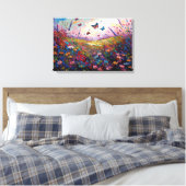 Toile Pré Fleur sauvage coloré avec papillons (Insitu(Chambre))