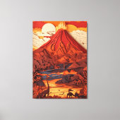 Toile Prehistoric Volcanic Landscape in Paper Cut Art (Recto)