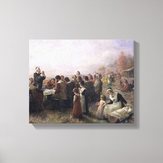Toile Premier Thanksgiving à Plymouth par Brownscombe (Recto)