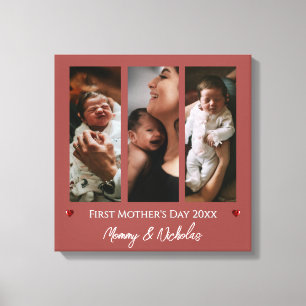 Toile Première fête des mères Trois photos Collage en te
