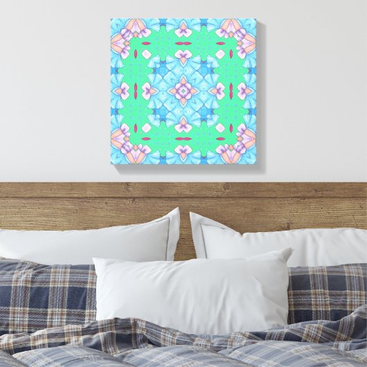 Toile Pretty Abstract Home Wall Art blue green and pink (Insitu(Chambre))