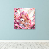 Toile Pretty Pink Elven Fairy & Dragon  (Insitu (Plancher de Bois))