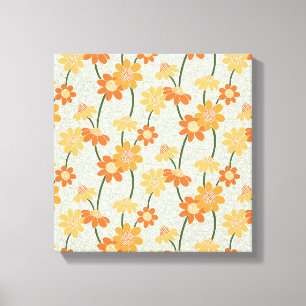 Toile Pretty retro muted 1970 s flowers