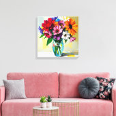 Toile Pretty Vase of Colorful Flowers (Insitu(Salon))