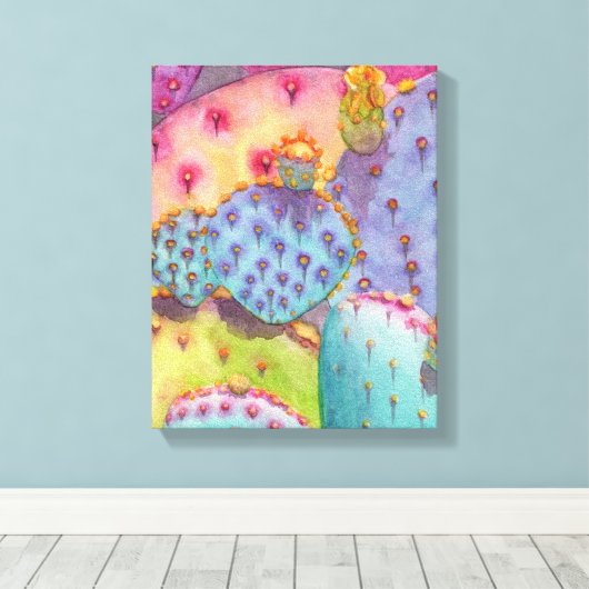 Toile Prickly Pear Cactus Canvas Imprimer Pièce d'art (Insitu (Plancher de Bois))