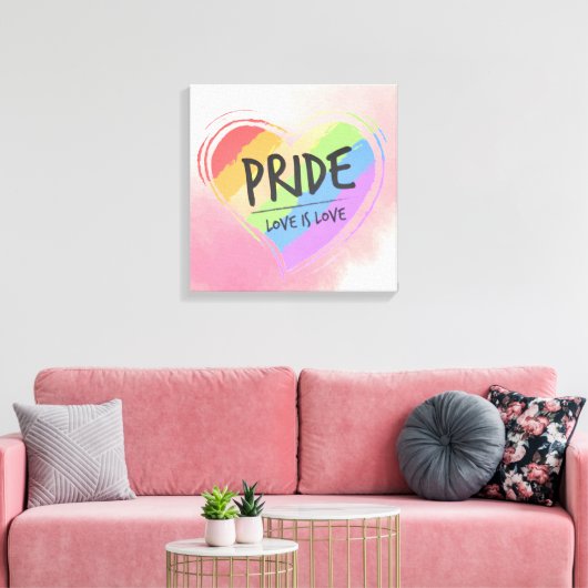 Toile Pride L'amour est Amour Rainbow Heart (Insitu(Salon))