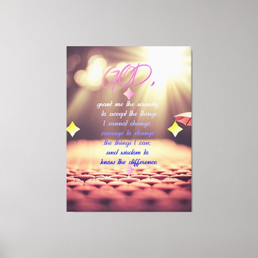 Toile Prière De Sérénité Avec Inspiration De L'Art Chrét (Recto)