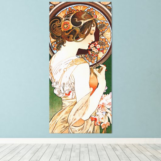 Toile Primrose par Alphonse Mucha (Insitu (Plancher de Bois))
