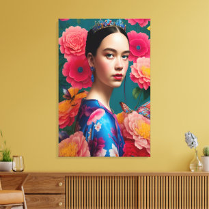 Toile Princesse à la tiare bleue