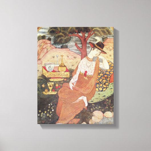 Toile Princesse assise dans un jardin, dynastie Safavid (Recto)