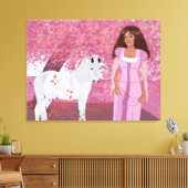 Toile Princesse dans la forêt rose | Fairytale | Whimsiq (Insitu(Salon))