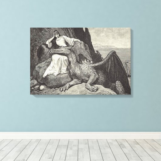 Toile Princesse et Pet Dragon Médiéval (Insitu (Plancher de Bois))