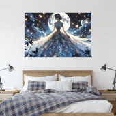 Toile Princesse fée au clair de lune, robe céleste (Insitu(Chambre))