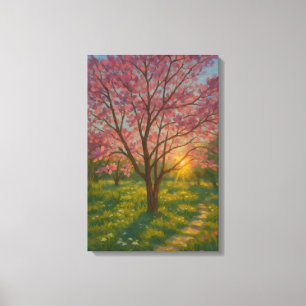 Toile Printemps Éveil - Paysage de l'arbre florissant