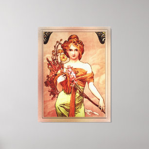 Toile Printemps La beauté dorée par Alphonse Mucha