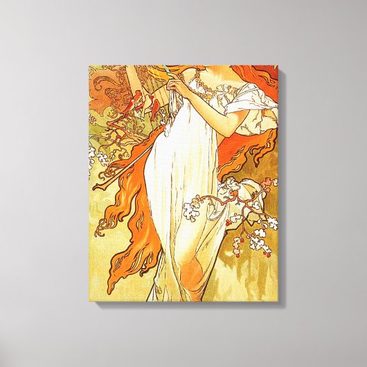 Toile Printemps vintage par Alphonse Mucha (Recto)