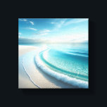 Toile Pristine Turquoise Ocean Wave on White Sand Beach<br><div class="desc">A stunningly bright and airy digital masterpiece featuring a crystal-clear turquoise wave gently washing over a pure white sand beach. The composition radiates peace and cleanliness with its soft lighting and expansive blue horizon. Perfect for modern bathrooms, bright coastal living rooms, or professional wellness spaces.</div>