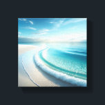 Toile Pristine Turquoise Ocean Wave on White Sand Beach<br><div class="desc">A stunningly bright and airy digital masterpiece featuring a crystal-clear turquoise wave gently washing over a pure white sand beach. The composition radiates peace and cleanliness with its soft lighting and expansive blue horizon. Perfect for modern bathrooms,  bright coastal living rooms,  or professional wellness spaces.</div>