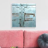 Toile Procéder avec prudence porte industrielle gris ble (Insitu(Salon))