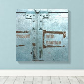 Toile Procéder avec prudence porte industrielle gris ble (Insitu (Plancher de Bois))