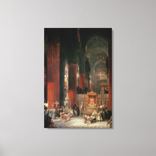 Toile Procession à la cathédrale de Séville, 1833 (huile (Recto)